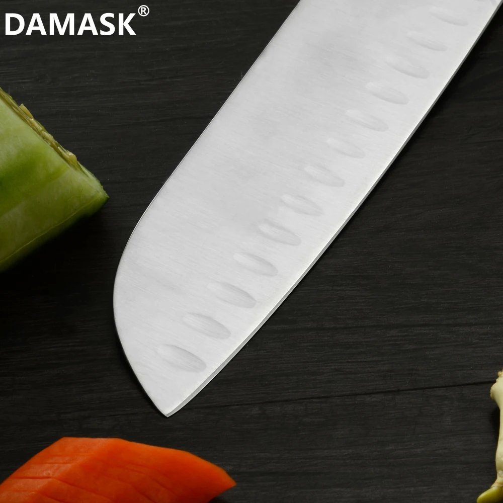 Дамасский нож для столовых приборов из нержавеющей стали, нож Santoku, 7 дюймов, бритва, острое лезвие, нож для очистки овощей, нож для нарезки хлеба, инструмент для приготовления пищи