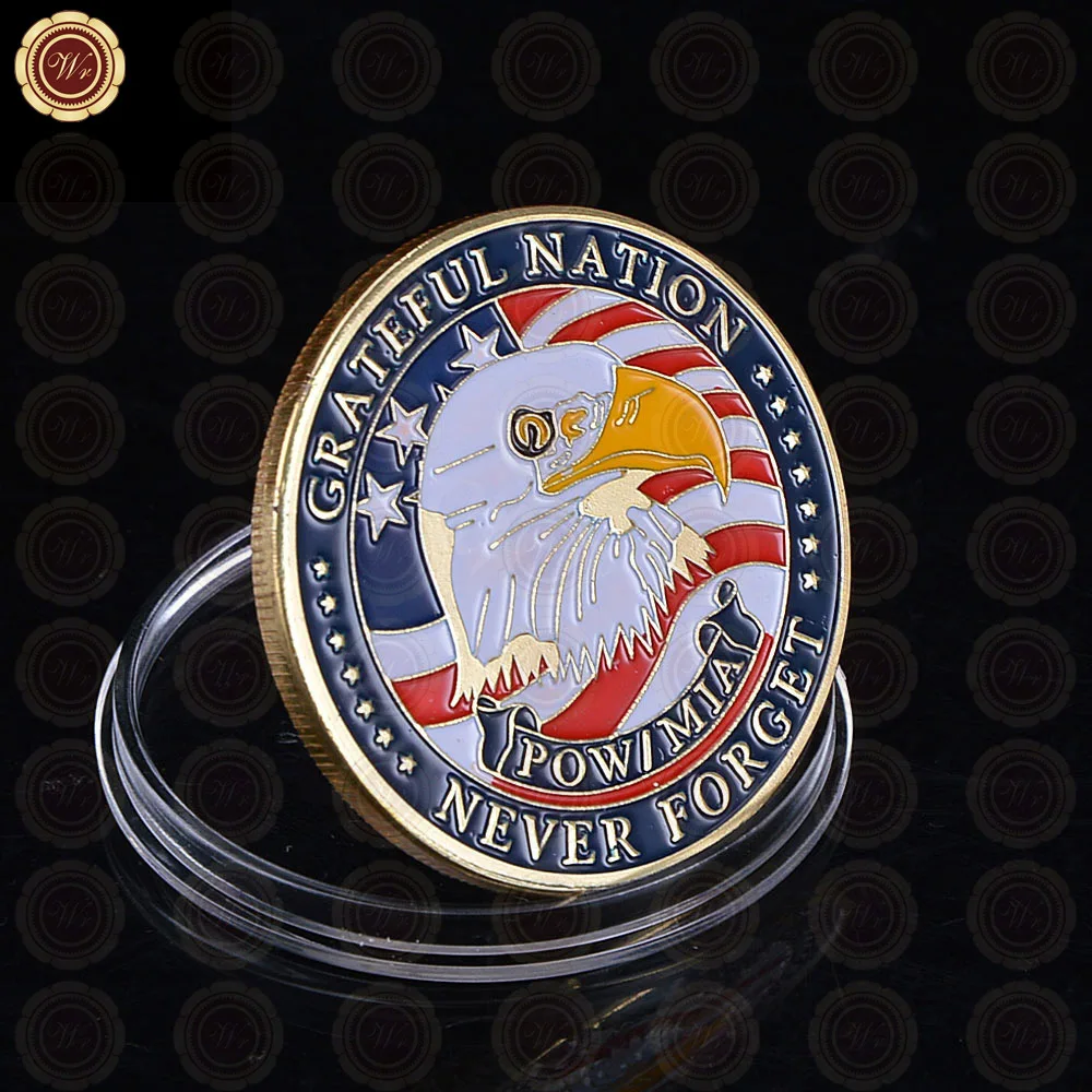 Позолоченная монета Америка POW& MIA Greatful Nation Never Forget памятная монета оптом нормальные металлические монеты из сплава