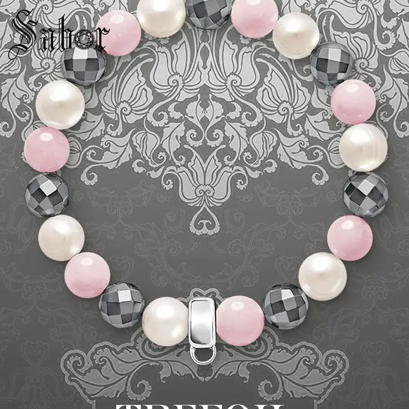 Аксессуары амулеты ID браслеты пресноводные жемчужные розовые бусы 925 Серебряные модные украшения романтический подарок для женщин девочек новые женские