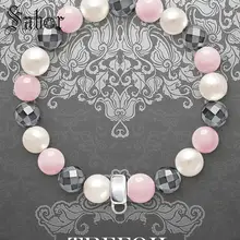 Аксессуары амулеты ID браслеты пресноводные жемчужные розовые бусы 925 Серебряные модные украшения романтический подарок для женщин девочек новые женские