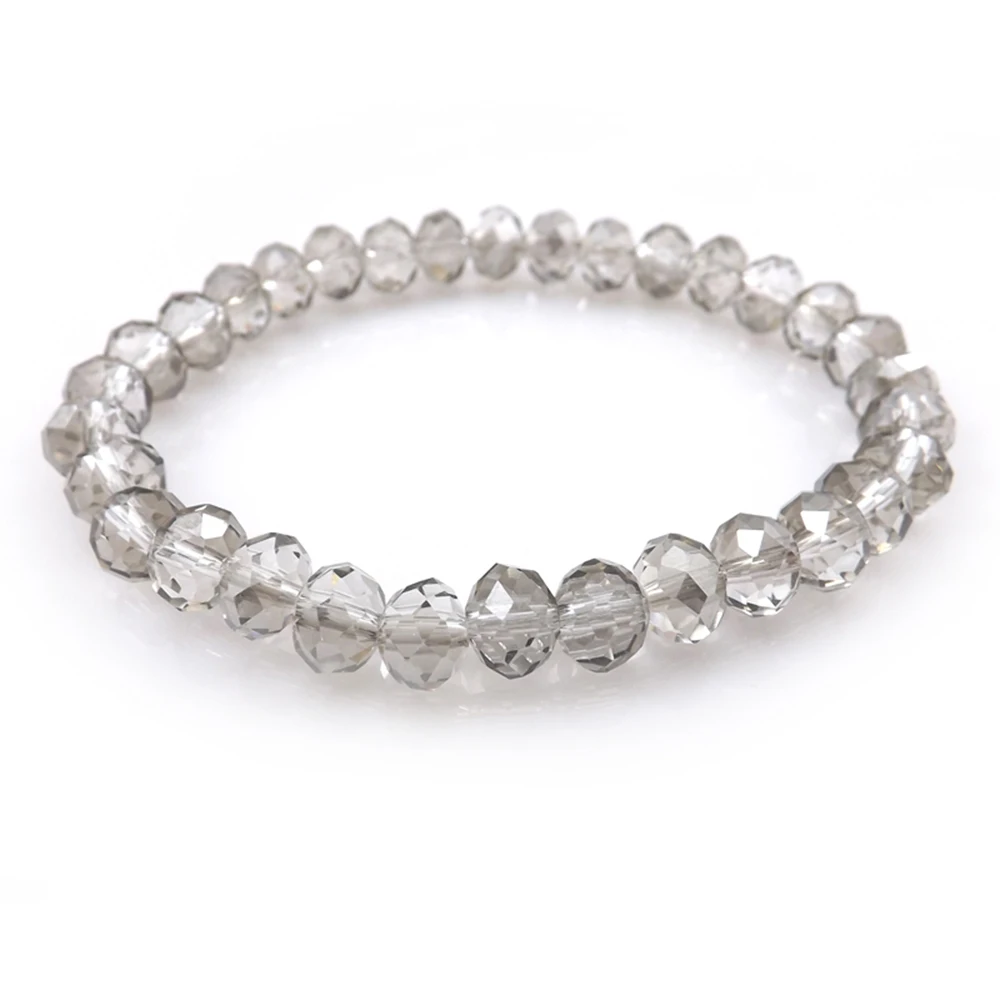 

Wholesale 20pcs Transparent Grey 8mm Faceted Crystal Beaded Bracelet Stretchy Bracelets For Women