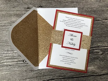 

Bespoke Gold or Silver Glittering Wedding Invitations with RSVP