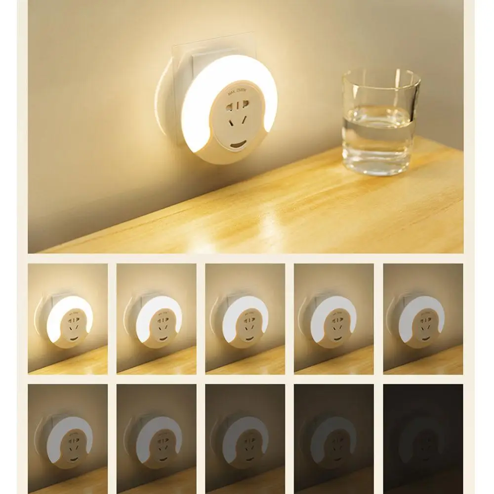 

LED night light Intelligent control multi-function induction warm light socket dual USB charging night light XF30