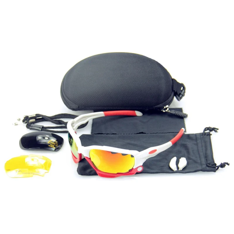 3 Lens Polarized Cycling Glasses Jaw Sport Cycling Sunglasses Men UV400 Breaker MTB Cycling Eyewear Bike Bicycle Goggles