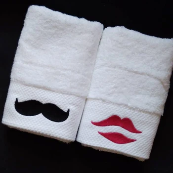 

Deluxe Face Towel Thickening 150g 16s Cotton Embroidered Lovers Towel Beard&Kiss Towel Bathroom for Adults Valentines Gift