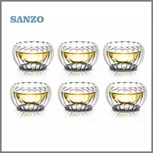 Горячая Ручная выдувная термостойкая чашка для чая с двойными стенками чашки мини-чашки набор из 6 шт