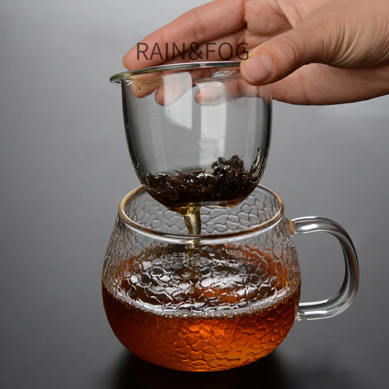 Стеклянный чайный набор молоток зернистый термостойкий стеклянный фильтр офисная чайная кружка с крышкой ароматизированный чайный набор