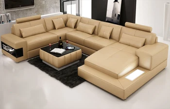 

Promotion Custom design modern european style genuine leather storage sofa set