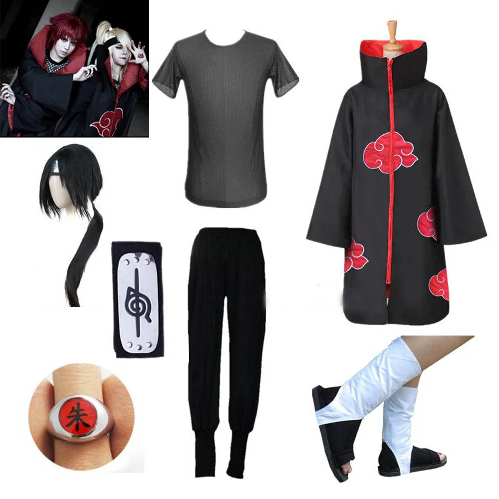 

Hot Large Size Anime Naruto Cosplay Costumes for Men Women Uniform Uchiha Itachi Cloak Akatsuki Cosplay Halloween Outfit Uniform