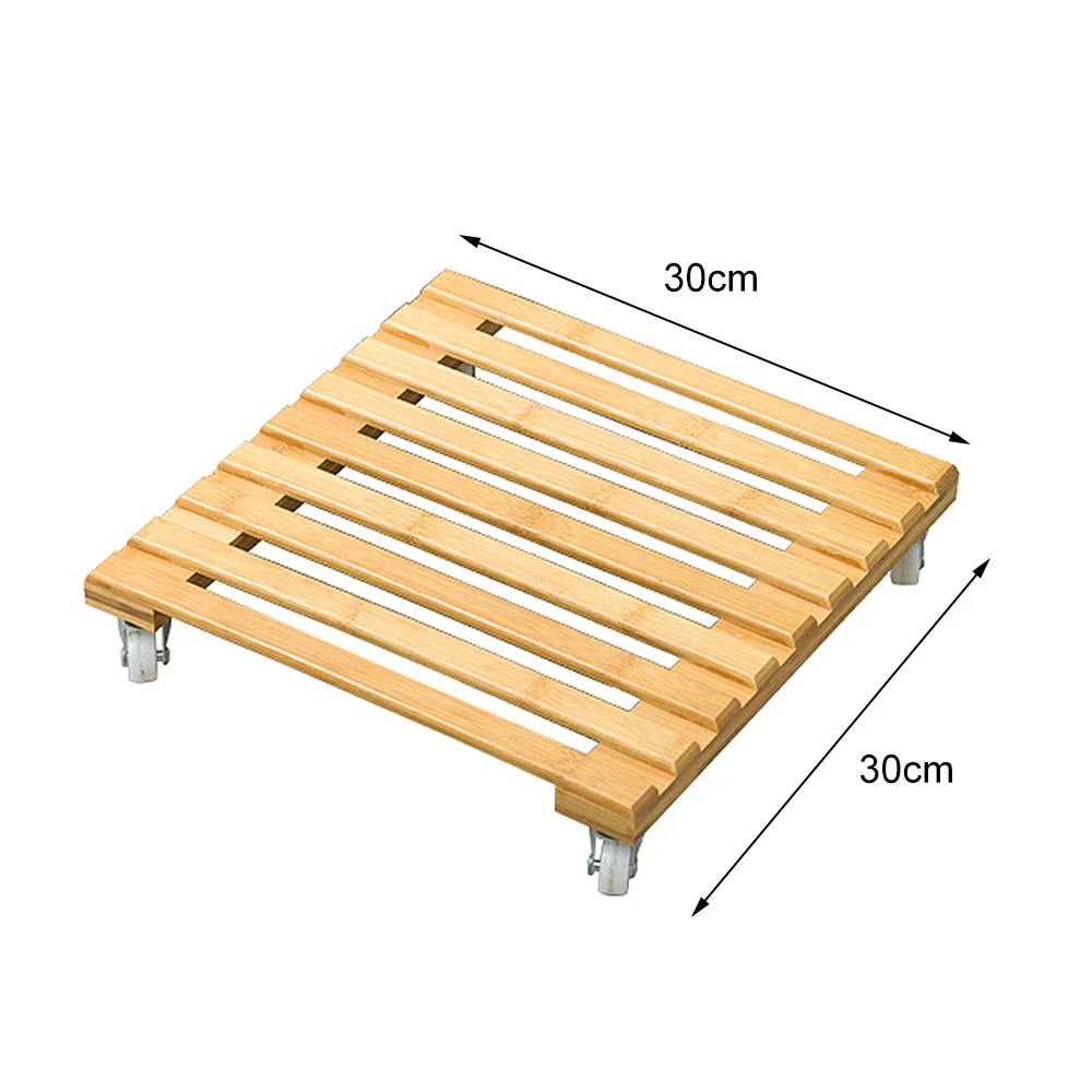 Растительный цветочный горшок съемный лоток с роликовый шкив Универсальный колеса Деревянный бамбук большой цветочный горшок база