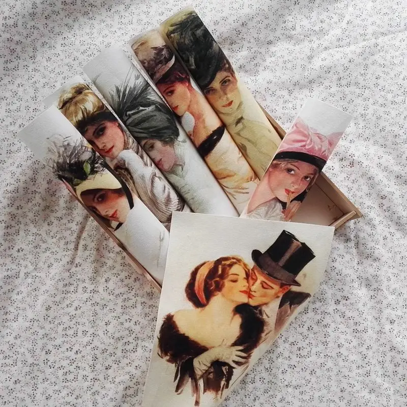 

mix 7pcs/lot victoria beauty head portrait painting digital printed cloth 15 *20cm handmade diy pitchwork free shipping