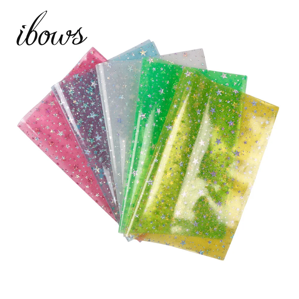 

22CM*30CM Laser Fabric PVC Synthetic Hologram With Shiny Star Transparent Vinyl Fabric Party Decoration DIY Decorative Materials