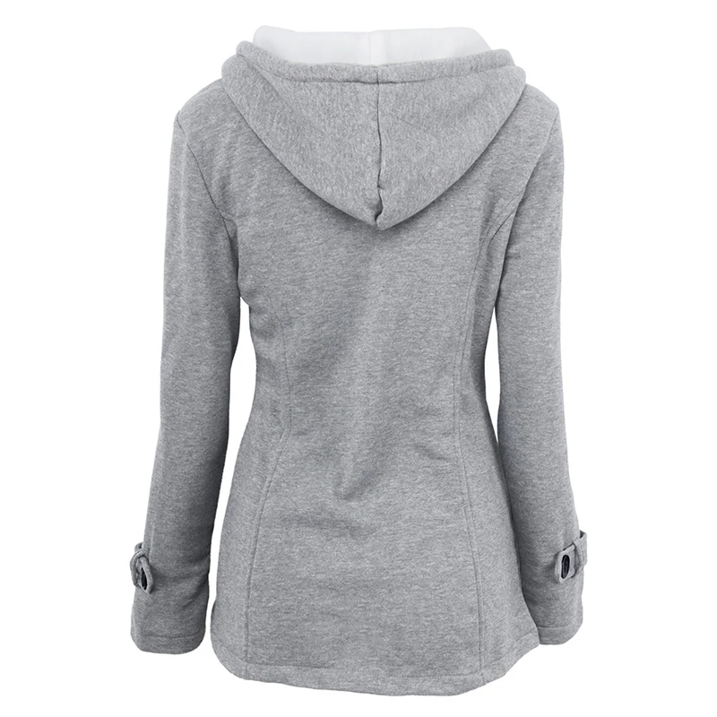 New Women Hooded Ox Horn Button Long Sleeve Coat Outwear Ladies Warm Jacket Tops