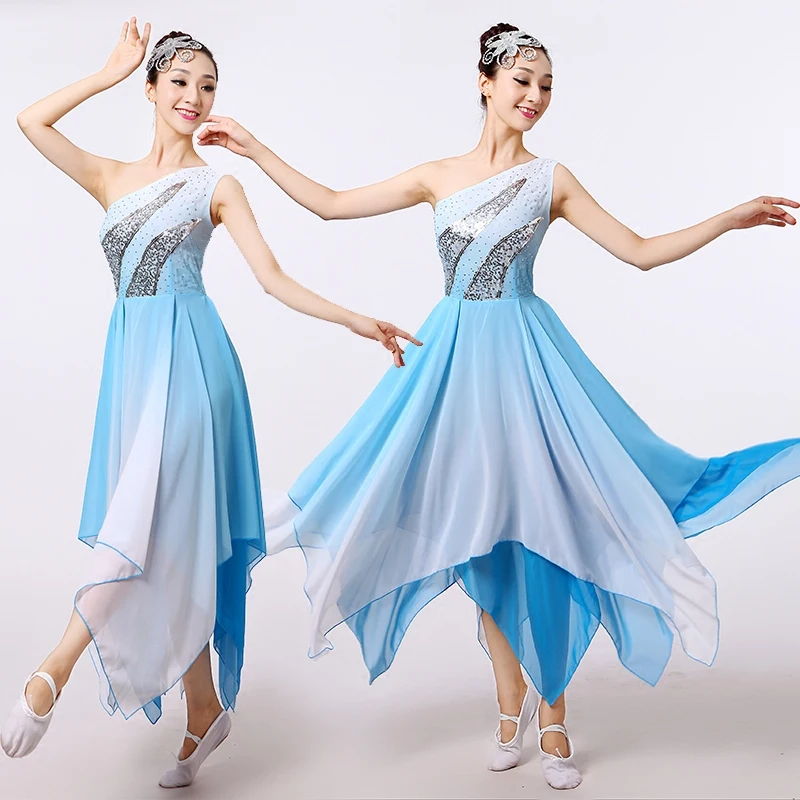 

Modern dance costumes new elegant chiffon fresh and elegant dance skirt suit classical dance costume female adult