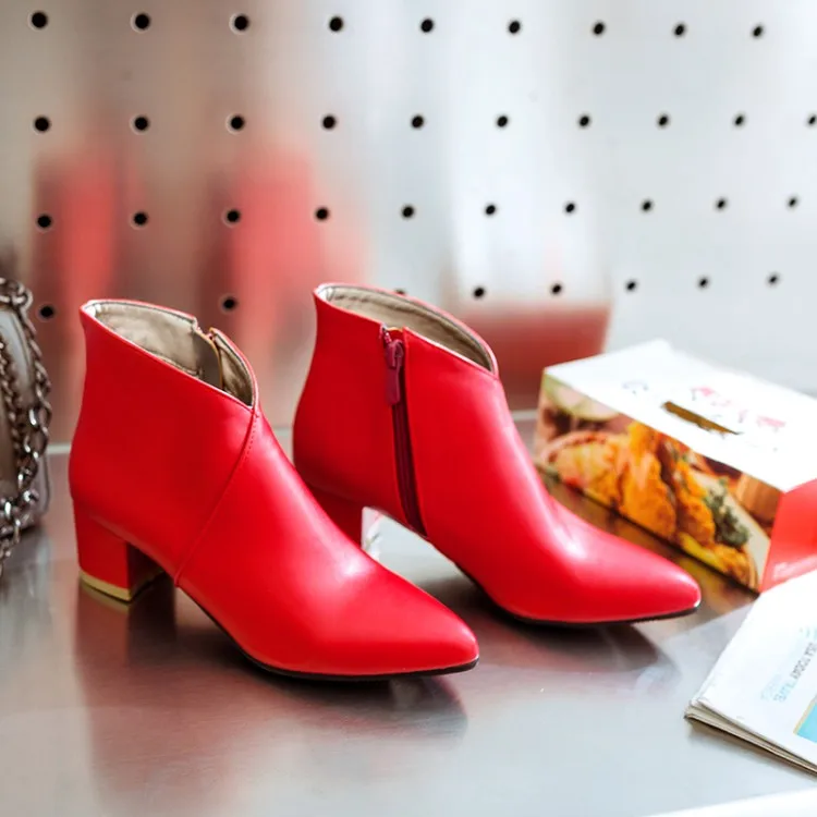 

Big Size 9 10 11-13 boots women shoes ankle boots for women ladies boots Side zipper with thick heel tip