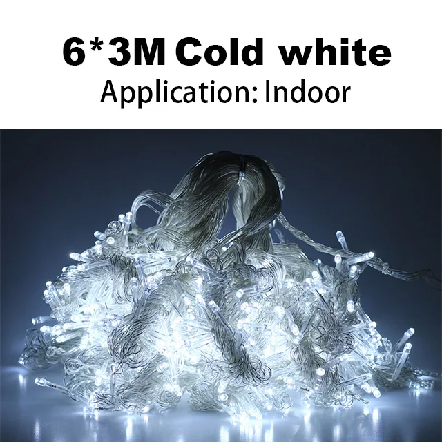 6 м x 3 М новогодняя гирлянда гирлянда свадьба светодиодная занавеска christmas lights outdoorсветодиодная шторагирлянда сосулька - Испускаемый цвет: white