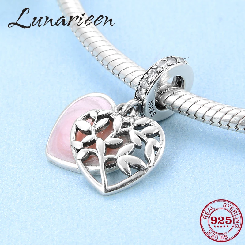 

Tree of life Made with love Heart Charms for jewelry making Fit Pandora Enamel charms Silver 925 original Bracelet Pendants