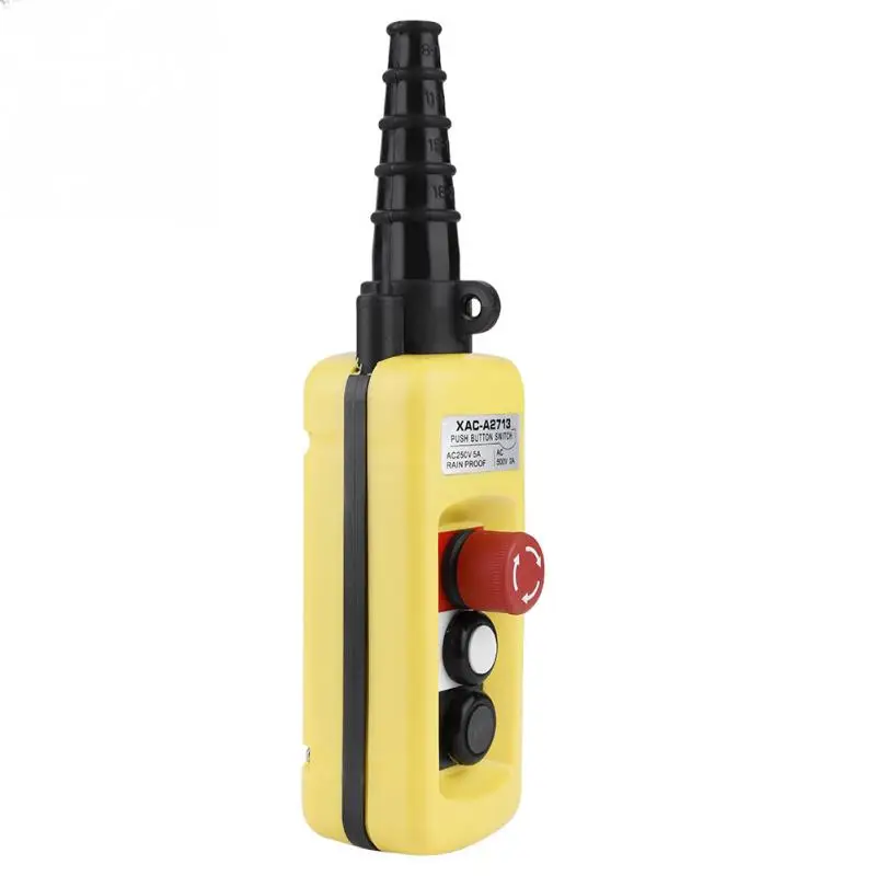 

IP54 ABS Plastic Crane Chain Hoist Push Button Switch Lifting Pendant Controller w/ Emergency Stop Durable Pendant Switch Yellow