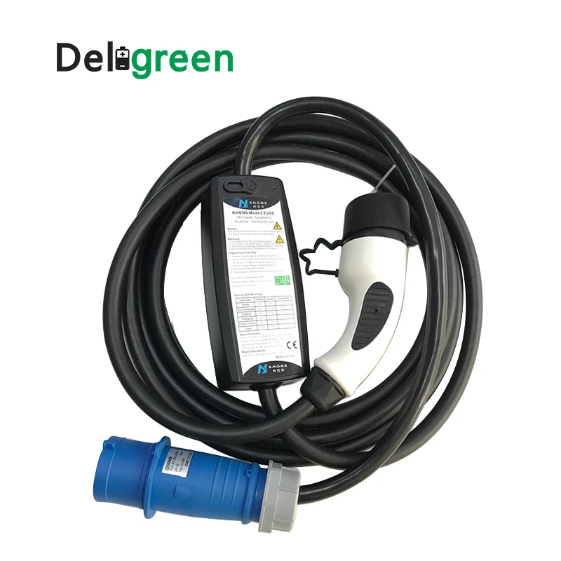 Khons Smart Mode 2 EV charger Tesla adjustable current charging cable 16Amp IEC62196-2 Type 2 Mennekes