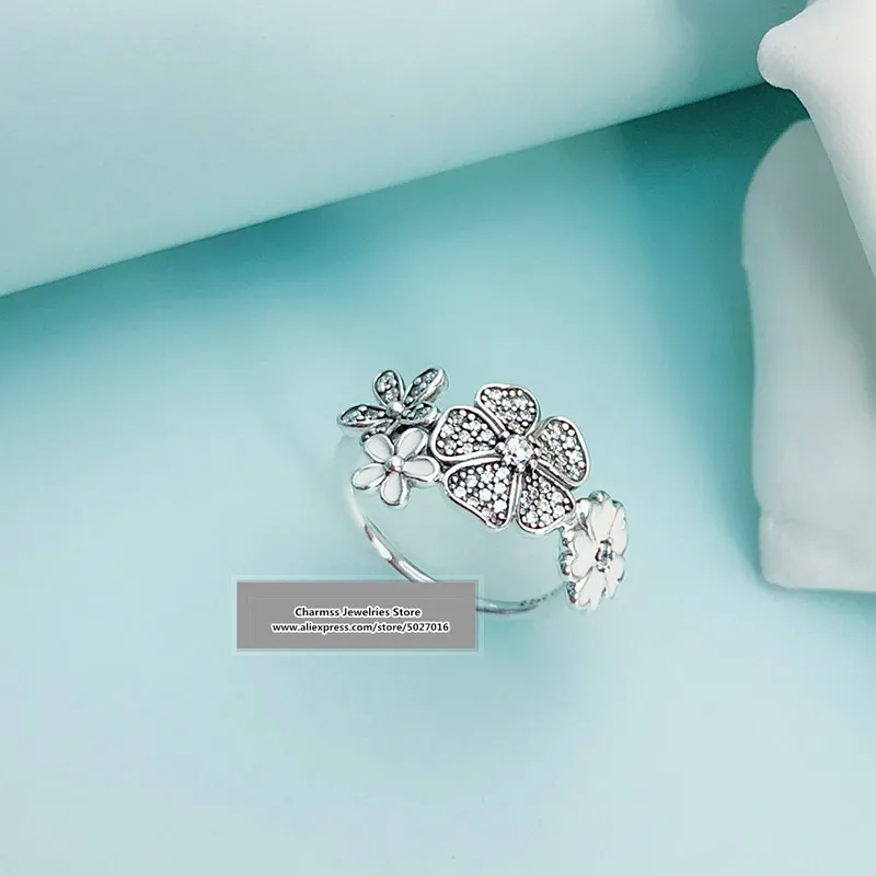 

2019 NEW Euro Charm logo Carving S925 silver 925 charms ring flower gifts women jewelry,1pz
