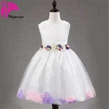 Nouvelle Marque 2016 Petites Filles De Mariage de Fête D’anniversaire Robe Sans Manches Floral Princesse Robes Enfants D’été Robe Infantil Vêtements