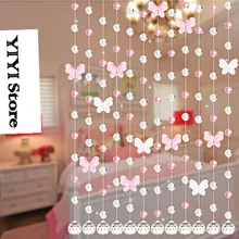 Хрустальная стеклянная занавеска для окна или двери в пасторальном стиле, Хрустальная бабочка, Хрустальная занавеска для гостиной, свадьбы