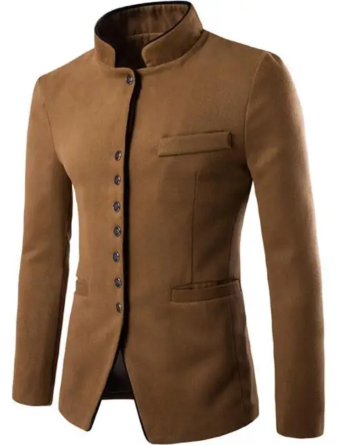 

Man woolen Suit Jacket 2019 Autumn And Winter New Men's Jacket Men's Wool Single-breasted Collar Tunic Casual Jacket Overcoat