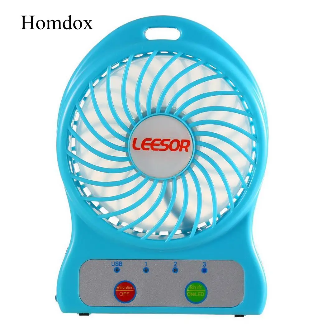 

Homdox 5V F98 USB Fan Third Gear Wind Power Adjustment USB Cable Fan USB Or 1500 Lithium Battery Mini Fan with LED Lighting