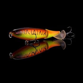 WALK FISH 1PCS Whopper Plopper 100mm 13.2g Artificial Topwater Fishing Lure Rotating Tail Wobblers Professional Pesca Isca