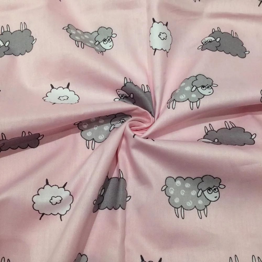 

pink cute cartoon sheep 100% cotton twill fabrics DIY home decor kids bedding shabby chic quilting patchwork tent cushion cloth