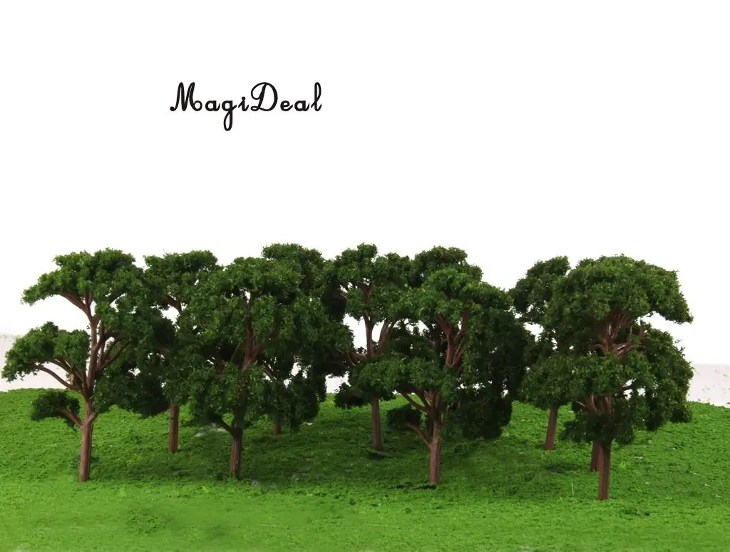 10Pcs/Pack 12cm Plastic Banyan Trees Model Train Scenery for Park Garden Forest Scene Scenery Children Toys Scale 1:75 Green