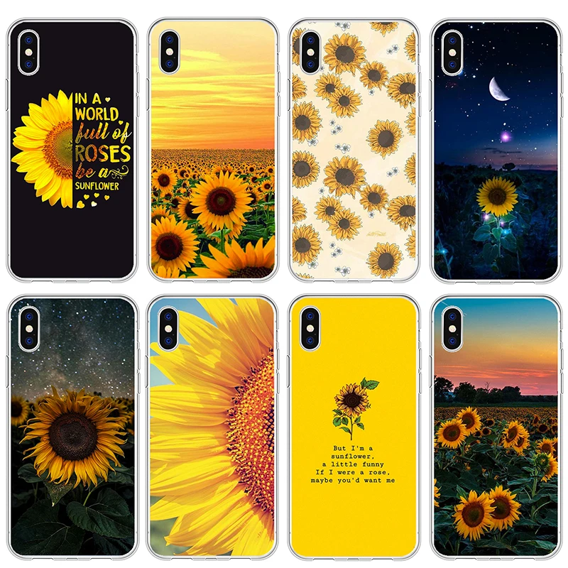 

Sunflower Case For iPhone X XS MAX XR 7 8 6 6S Plus Soft TPU Silicone Full Protective Phone Case Transparent
