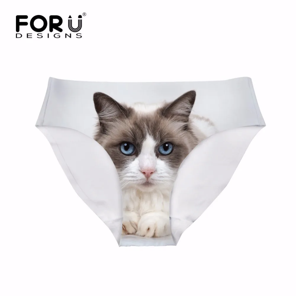 FORUDESIGNS новинка Ragdoll с принтом кота женские Мягкие Бесшовные трусики женское