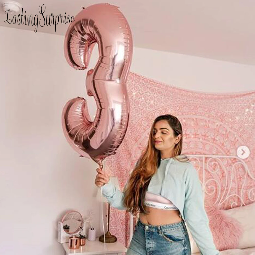 32 pulgadas Globos número oro Digital aire Ballon decoraciones de fiesta de cumpleaños de figura globo fiesta Globos Año Nuevo 2019