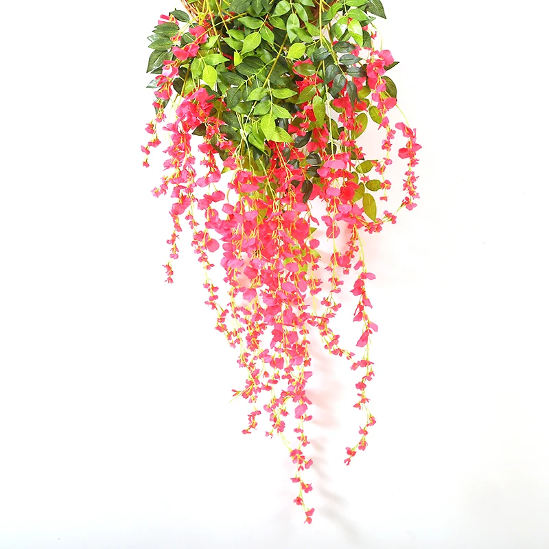 

1pcs silk wisteria white artificial flowers vine ivy plant fake tree garland hanging flower wedding decor for home decoration