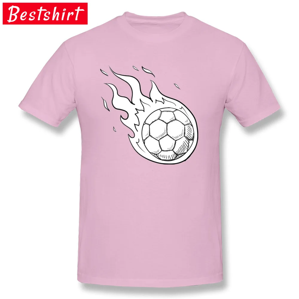 Soccer Ball Flames Round Collar T Shirt Summer Tops Shirts Short Sleeve Cute All Cotton Normal Tops Tees Design Mens Soccer Ball Flames  pink