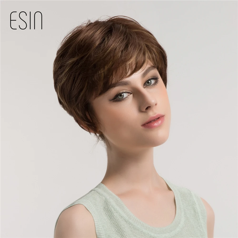 Esin Synthetic Pixie Cut Women Wigs With Natural Bangs Fluffy