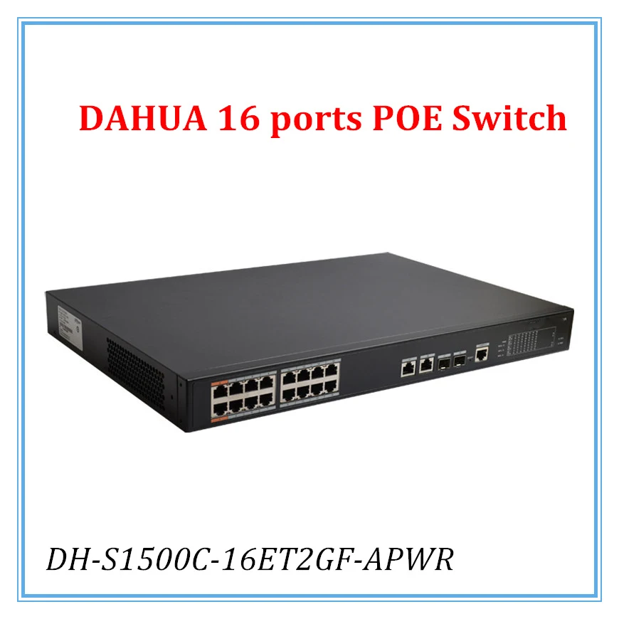 DH 16 Порты POE коммутатор Стандартный AC100-240V для камер безопасности и CCTV системе ip DH-S1500C-16ET2GF-APWR