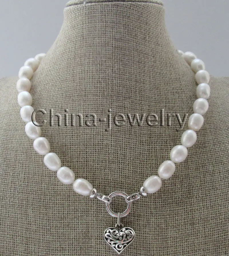 

RF571 OP800 FREE shipping>>>> Beautiful 18 " 13-14mm natural white rice shape freshwater pearl necklace - GP 6.07 6.8