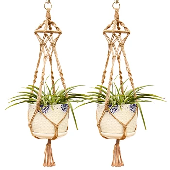 

Garden Handmade Rope Plant Hanger Basket Pots Holder Natural Fine Hemp Rope Net Flower Pot Plant Lanyard Garden Balcony Decor