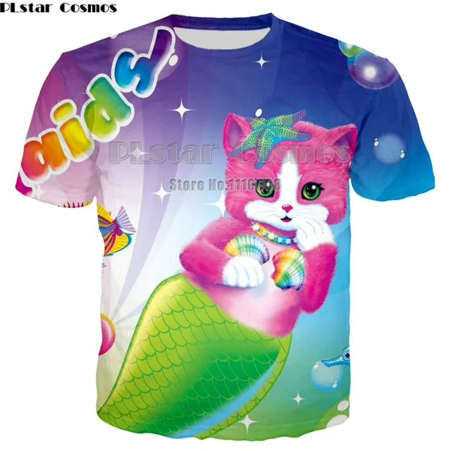 YX GIRL Lisa Frank Dolphin 3D Print T-shirt Men/Women Short Sleeve Summer Tops Tees Cartoon T shirt Unisex t-shirt Drop shipping 5