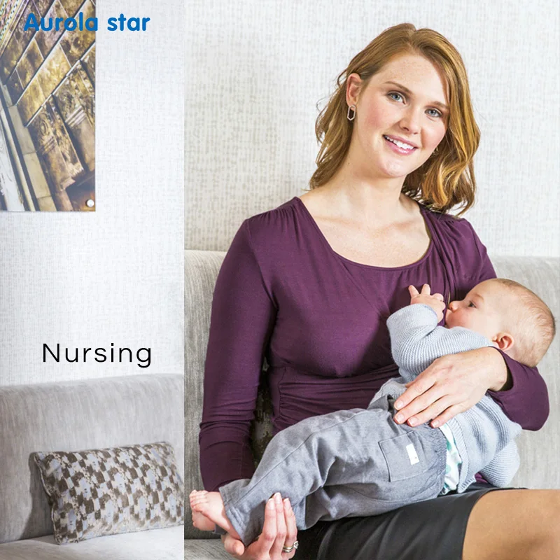 AS1784 MATERNITY BLOUSE LONG SLEEVE purple 001