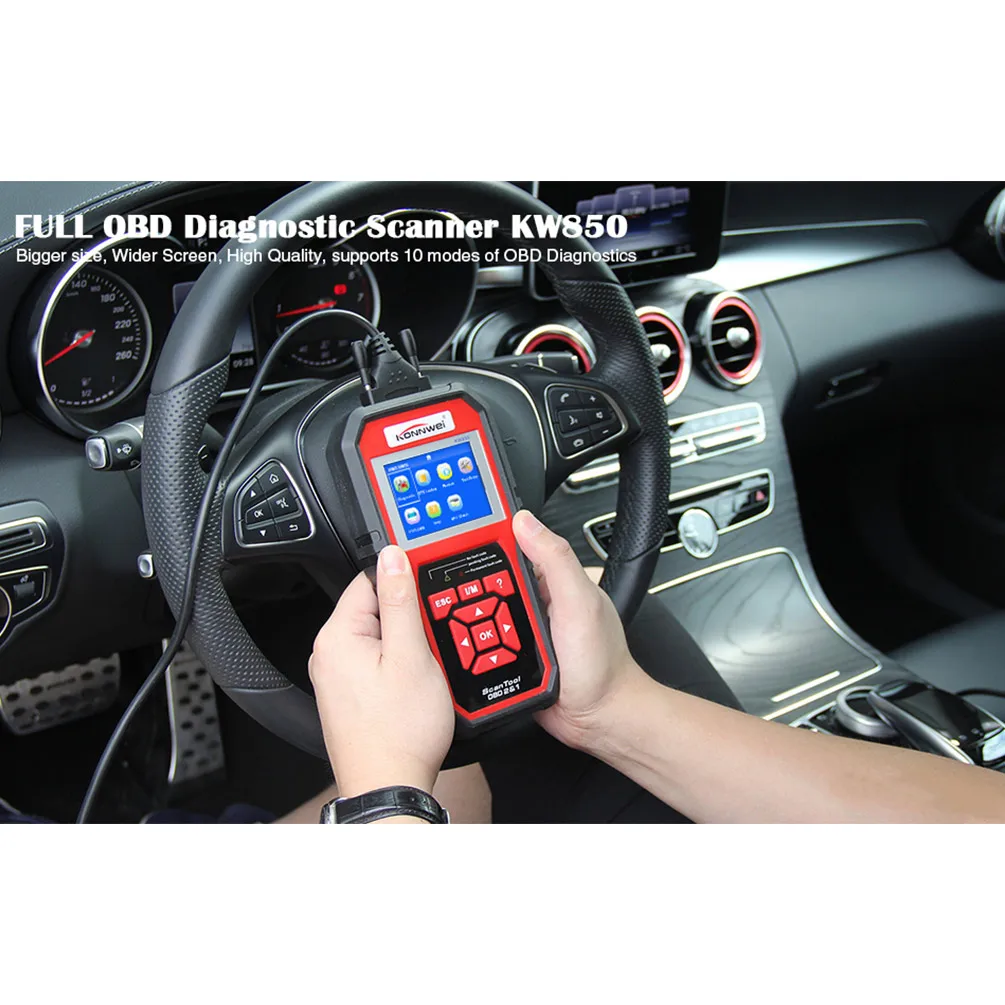 KONNWEI KW850 OBDII Автомобильная Марка EOBD считыватель кодов неисправностей двигателя OBD2