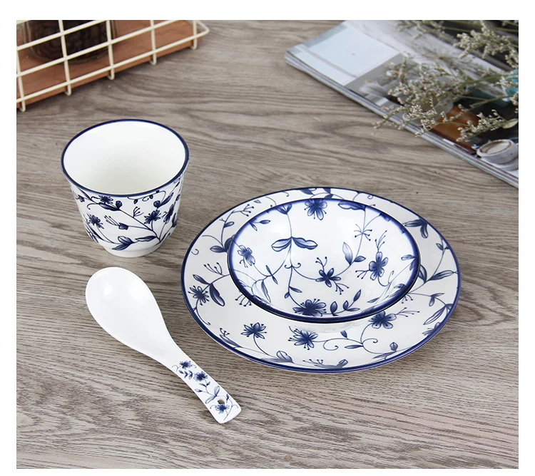 Синий и белый китайский стиль отель посуда керамическая посуда творческий ресторан фарфор dinnetware 3/4 наборы пищевой контейнер