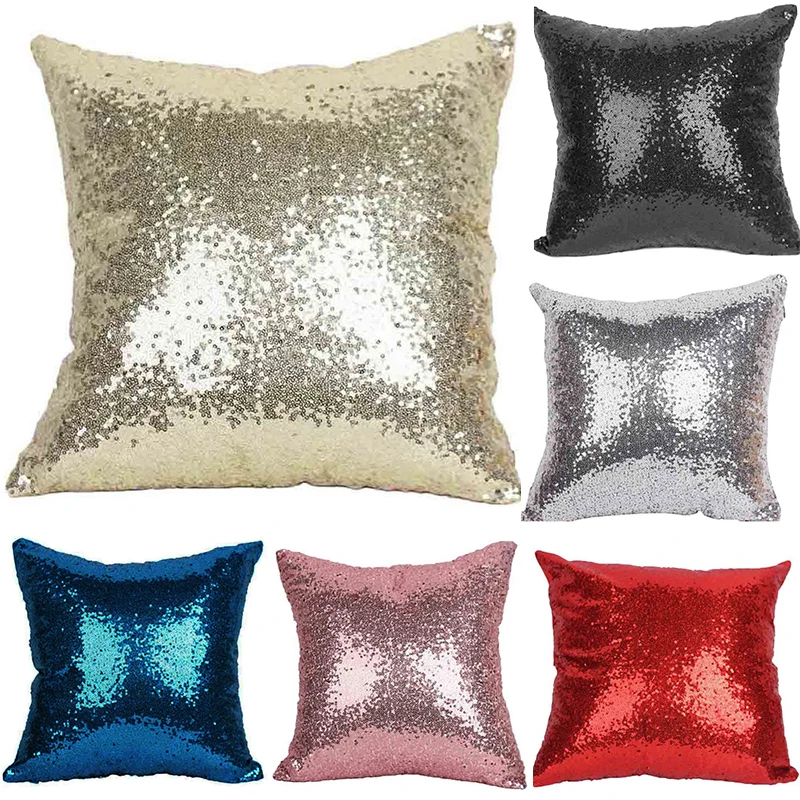 Mermaid Sequin Cushion Cover Glitter Pillow Case Solid Pillow Covers for Home Sofa Car Decoration Pillowcase
