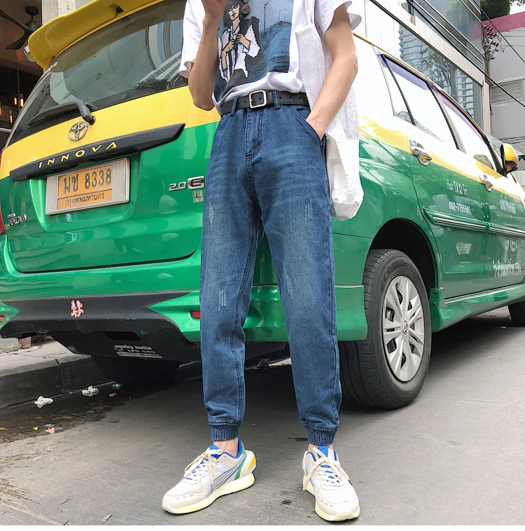 Весна-лето 2019 г., новый стиль Гонконга, для отдыха, Японский магазин, оригинальные однотонные джинсы синего цвета, 28-36