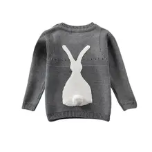 Осенний Детский свитер для маленьких девочек, Свитера с длинными рукавами и вышивкой кролика, милые пуловеры для новорожденных девочек
