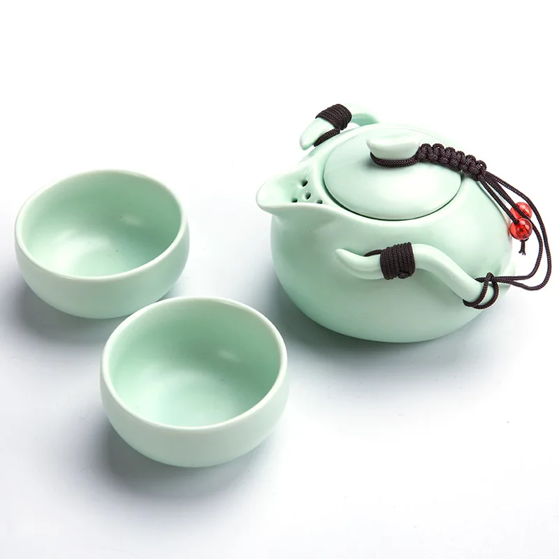 

Chinese Travel Kung Fu Tea Set Ceramic Portable Teapot Porcelain Teaset Gaiwan Tea Pot With 2pcs Cup Set