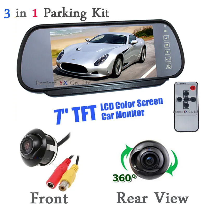 

Hot sale HD 7 Inch Car Rearview Monitor Parking LCD Screen Display With Auto 170 Degree Rear View Backup Camera + front Camera