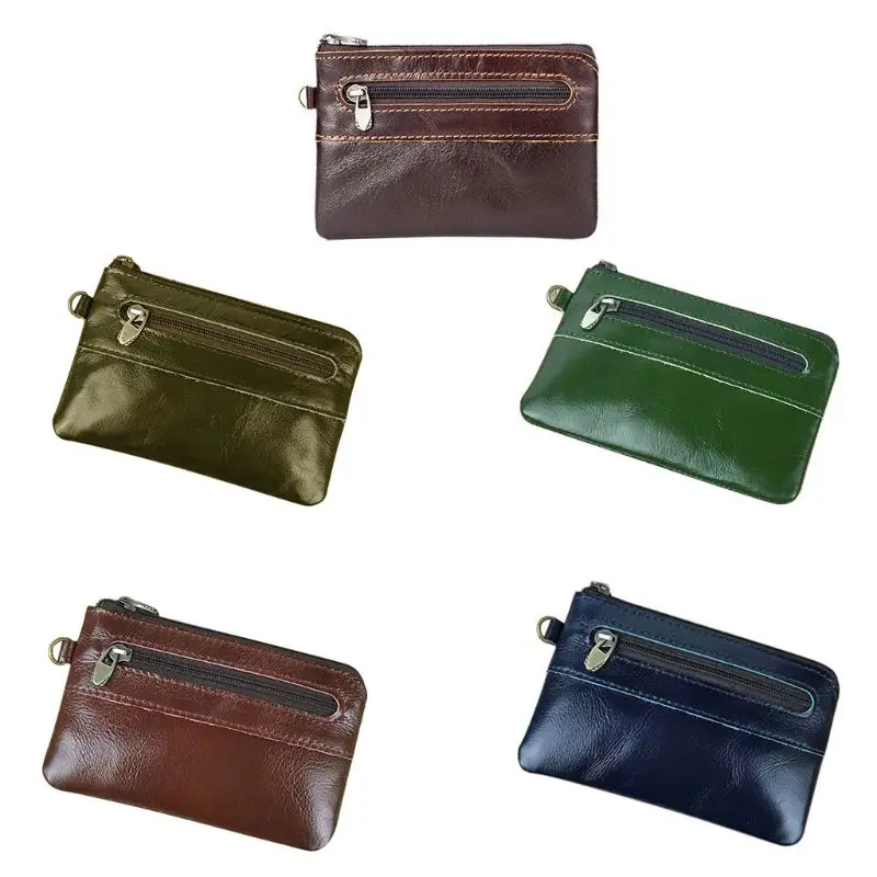 

THINKTHENDO Fashion Mini Men's Leather Bag Key Change Zipper Pocket Coin Purse Small Card Case Holder Organizer Handbag New